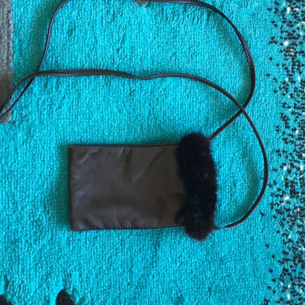 Mink and soft leather Adorable money/lipstick/key holder.